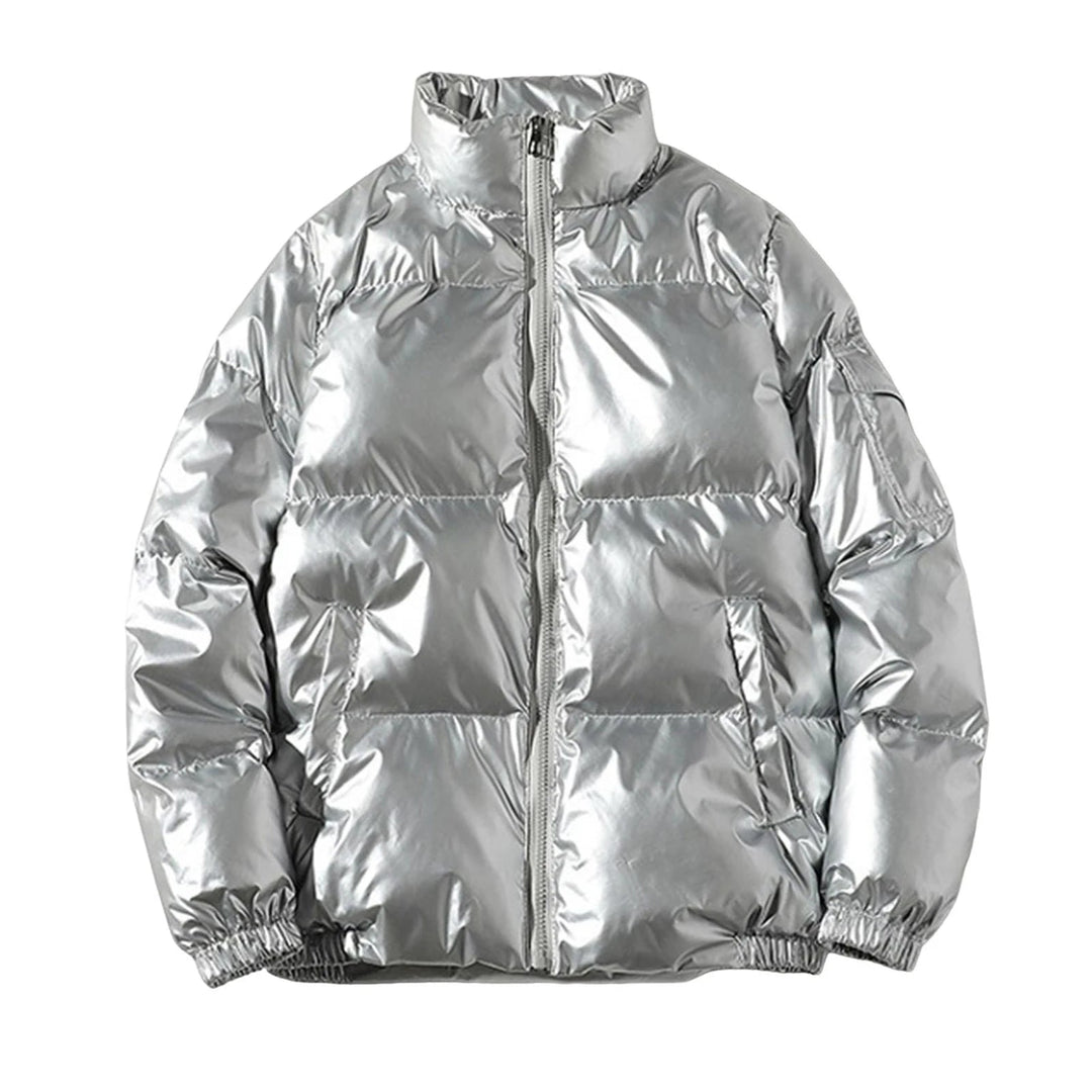Herrenjacke Modern mit Stehkragen für Winter, Langarm, Glänzende Oberfläche, Vielseitig Kombinierbar 0