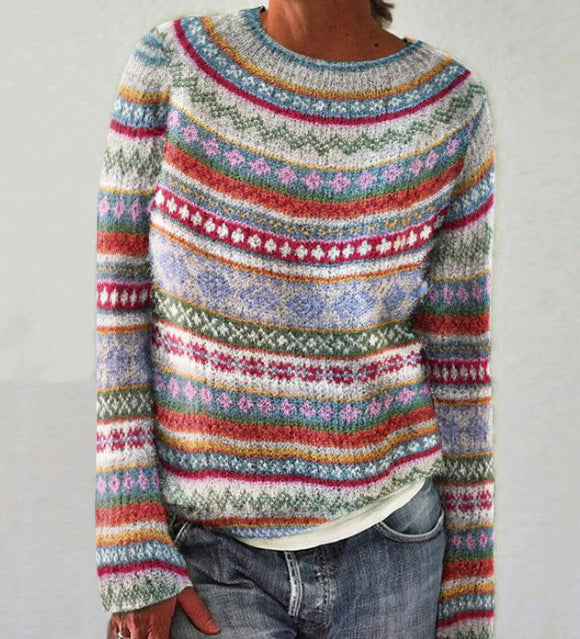 Herrenpullover Geometrisches Muster Lässig Langarm Baumwolle 3