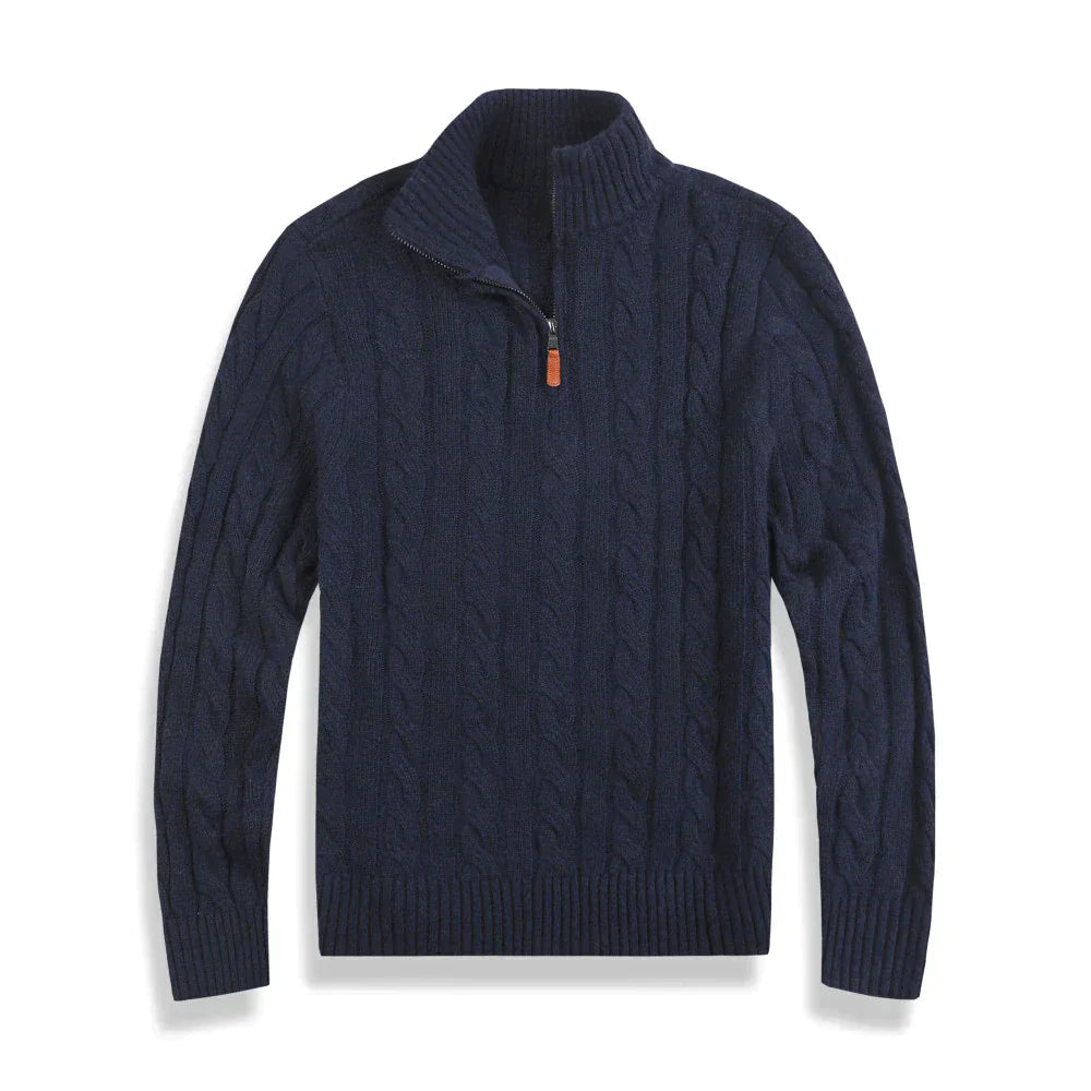 Herrenpullover Mit Halbem Reißverschluss Aus Baumwolle, Langarm, Freizeitstyle 1