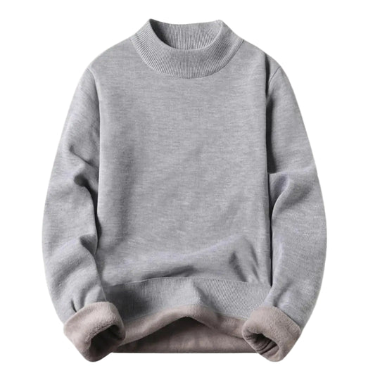 Herrenpullover Rundhalsausschnitt Langarm mit Rib-Strick-Details und Entspannter Passform 0