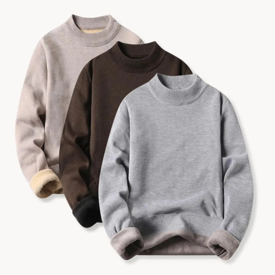 Herrenpullover Rundhalsausschnitt Langarm mit Rib-Strick-Details und Entspannter Passform 2