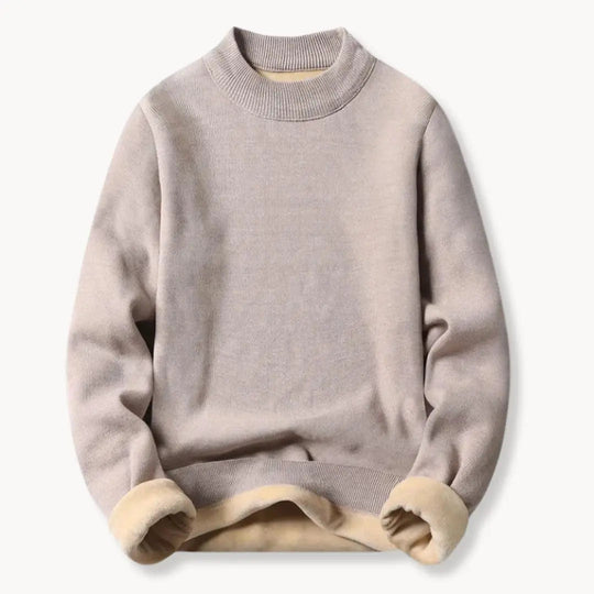Herrenpullover Rundhalsausschnitt Langarm mit Rib-Strick-Details und Entspannter Passform 3