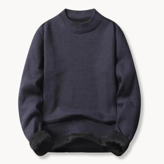 Herrenpullover Rundhalsausschnitt Langarm mit Rib-Strick-Details und Entspannter Passform 7