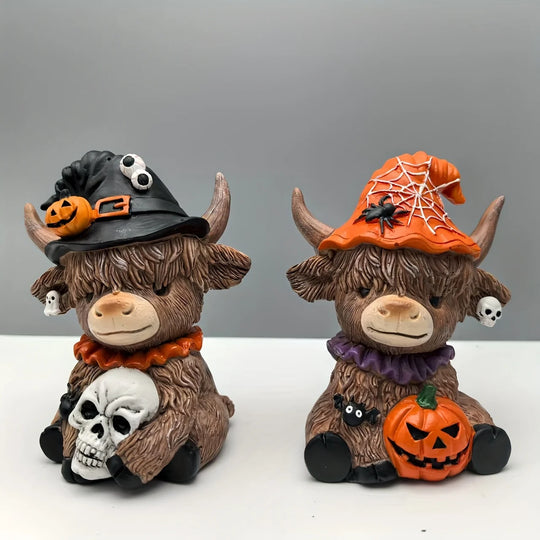 Hochlandrinder Dekofigur mit Herbstmotiv für Damen und Herren 2