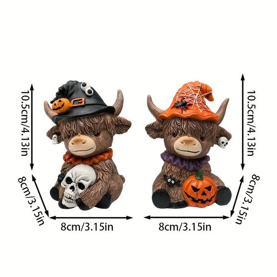 Hochlandrinder Dekofigur mit Herbstmotiv für Damen und Herren 3
