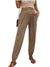 Hochtaillierte Damenhose mit Taschen Elastische Stoffhose für Alltag und Freizeit 0