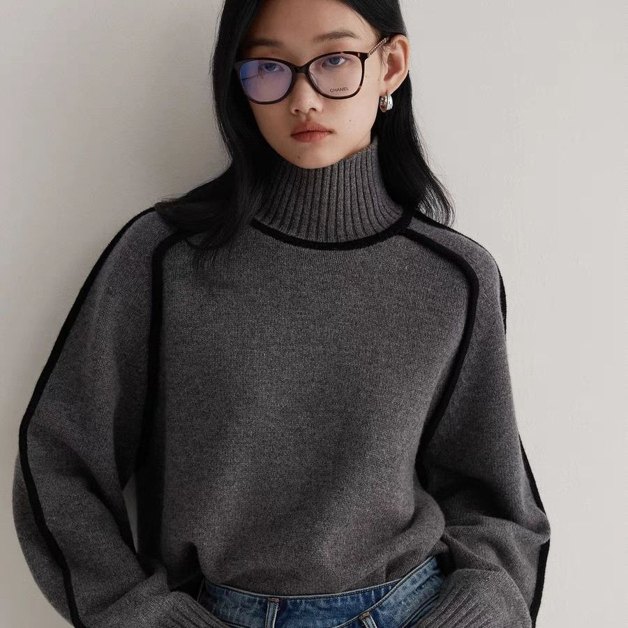 Hochwertiger Kaschmir Pullover Damen Turtleneck Eleganter Stil Warmer Pullover 4