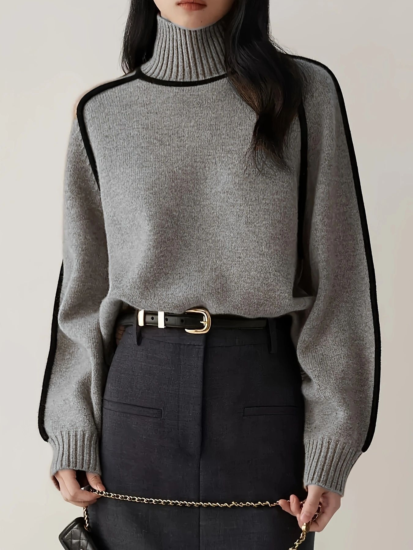 Hochwertiger Kaschmir Pullover Damen Turtleneck Eleganter Stil Warmer Pullover 8