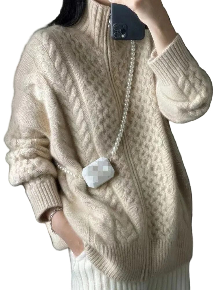 Hochwertiger Kaschmir Pullover Damen Turtleneck Stil für Herbst und Winter 0