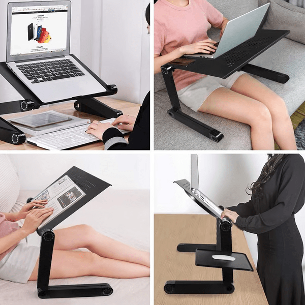 Höhenverstellbarer Laptopständer für Ergonomisches Arbeiten mit Abnehmbarem Mauspad und 360° Verstellbaren Beinen 1
