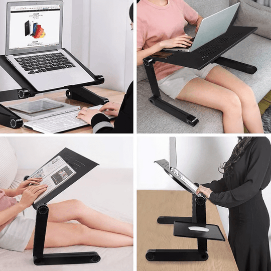 Höhenverstellbarer Laptopständer für Ergonomisches Arbeiten mit Abnehmbarem Mauspad und 360° Verstellbaren Beinen 1