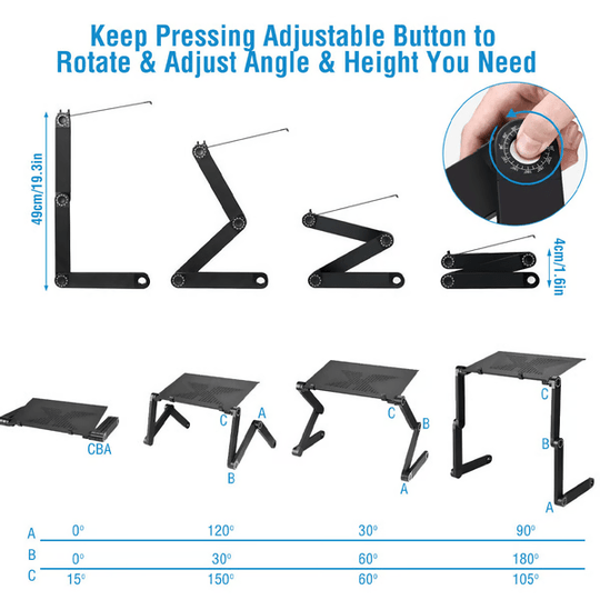 Höhenverstellbarer Laptopständer für Ergonomisches Arbeiten mit Abnehmbarem Mauspad und 360° Verstellbaren Beinen 4