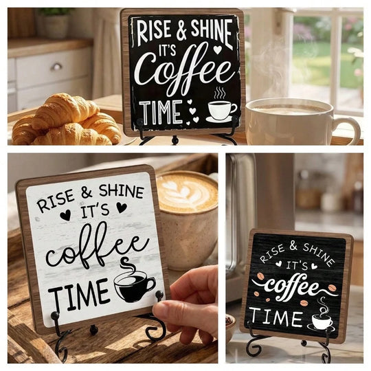 Holzschild Dekoration mit Kaffee-Motiv für Wohn- und Küchenbereich 1
