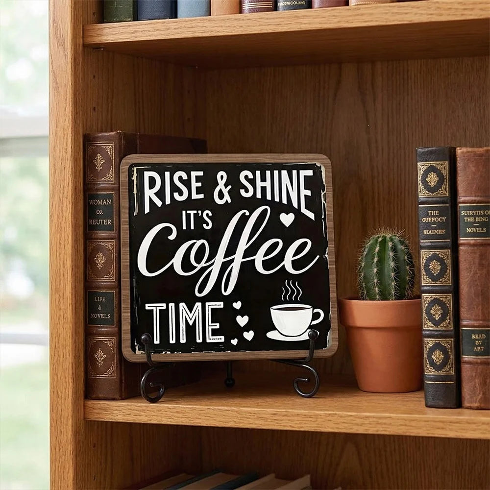 Holzschild Dekoration mit Kaffee-Motiv für Wohn- und Küchenbereich 4