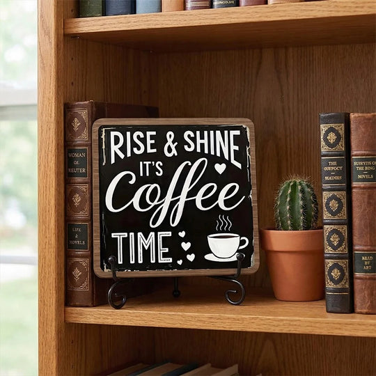 Holzschild Dekoration mit Kaffee-Motiv für Wohn- und Küchenbereich 4