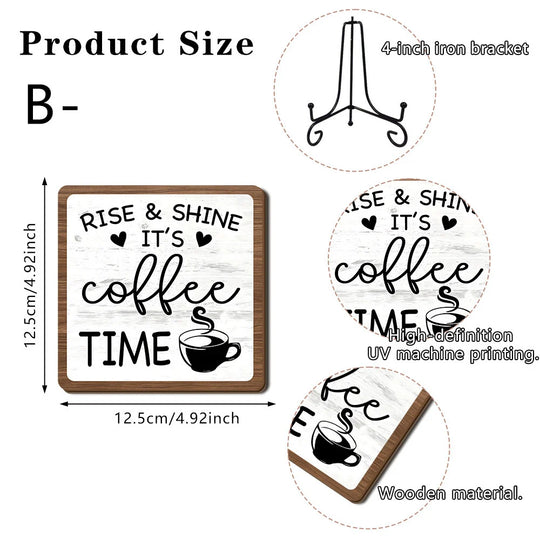 Holzschild Dekoration mit Kaffee-Motiv für Wohn- und Küchenbereich 6