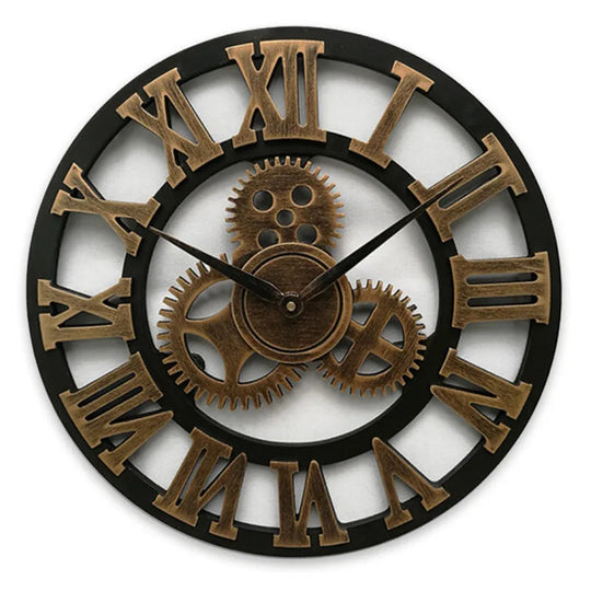 Industrielle Vintage-Wanduhr Holz und Metall für Wohnzimmer 0