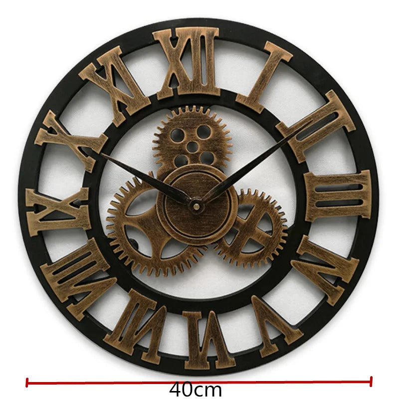 Industrielle Vintage-Wanduhr Holz und Metall für Wohnzimmer 3