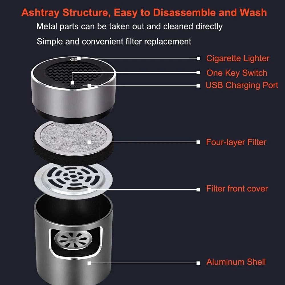 Intelligenter Aschenbecher Mit USB Luftreinigungssystem Für Draußen 4