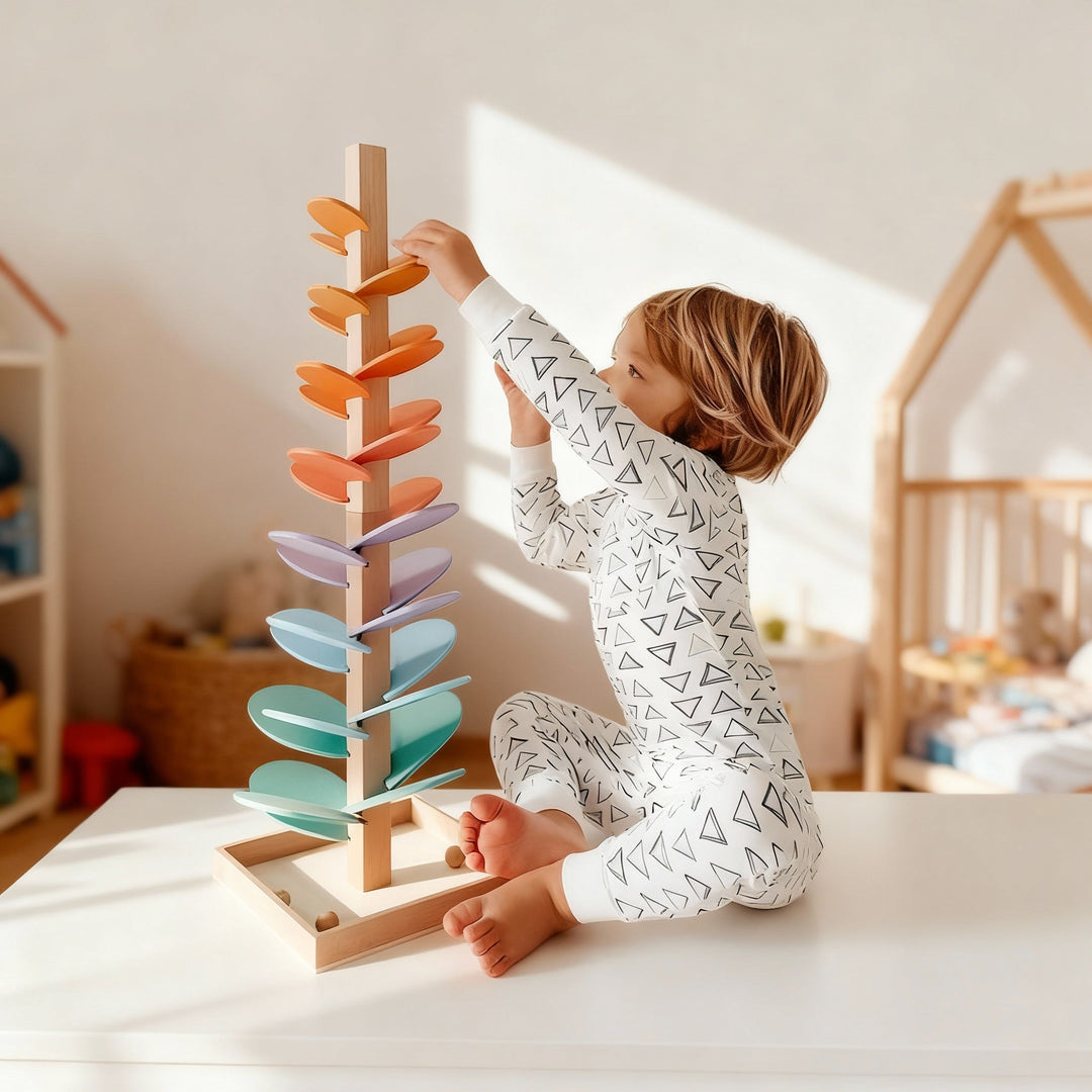 Interaktiver Murmelturm für Kinder – Luca mit Klang und Farben 0