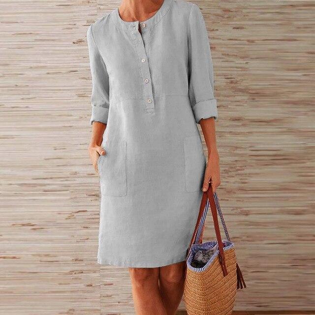 Variant image for Damen Midi Kleid Sommer Atmungsaktives Material Knielang Elegant-17