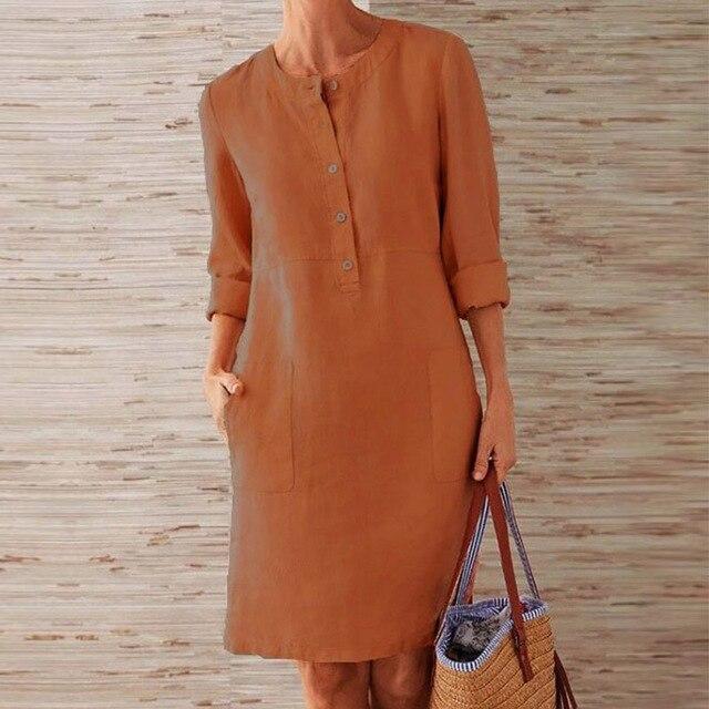 Variant image for Damen Midi Kleid Sommer Atmungsaktives Material Knielang Elegant-29