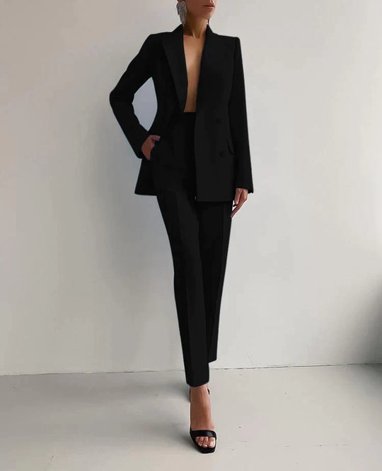 Damen Blazer Set Elegantes Design Hochwertiger Stoff, Blazer und Hose Set-3