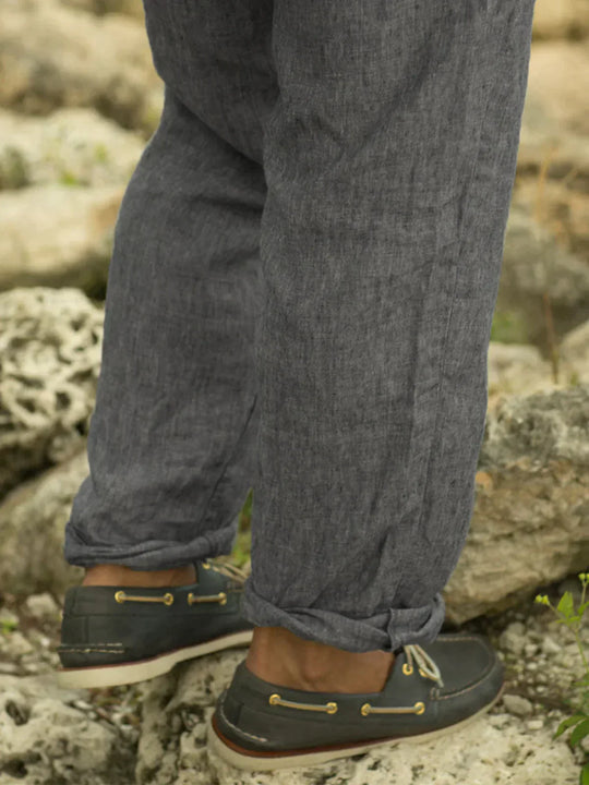 Herren Leinenhose Bequem Zeitlos Atmungsaktiv Regular Fit-4