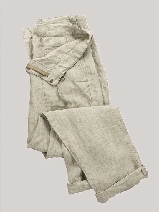 Variant image for Herren Leinenhose Bequem Zeitlos Atmungsaktiv Regular Fit-1