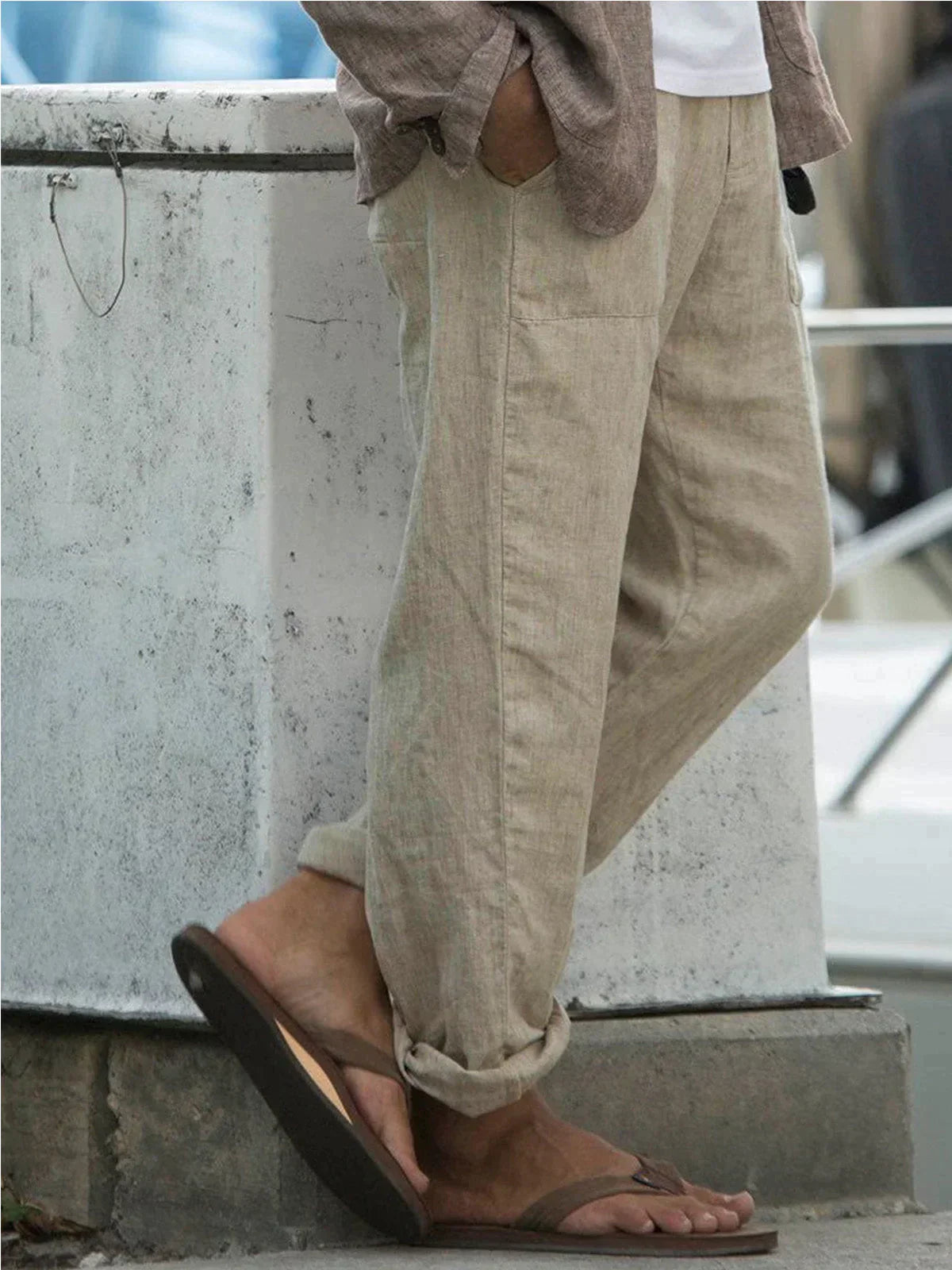 Herren Leinenhose Bequem Zeitlos Atmungsaktiv Regular Fit-2