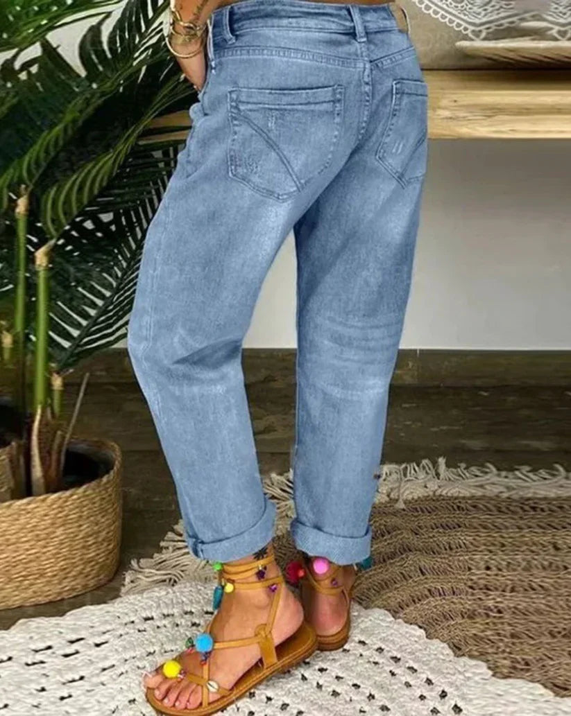 Damen Baggy Jeans Lockere Baumwolle für Komfort und Stil-3