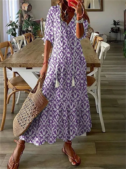 Variant image for Damen Maxi Kleid Luftig Baumwolle Sommerkleider-10