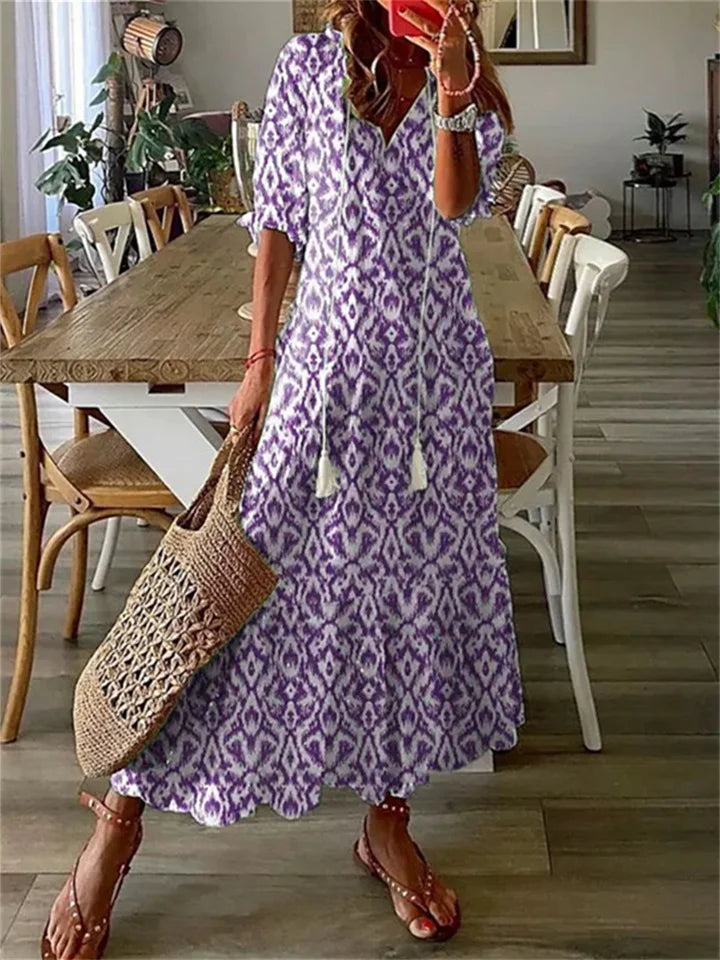Variant image for Damen Maxi Kleid Luftig Baumwolle Sommerkleider-10