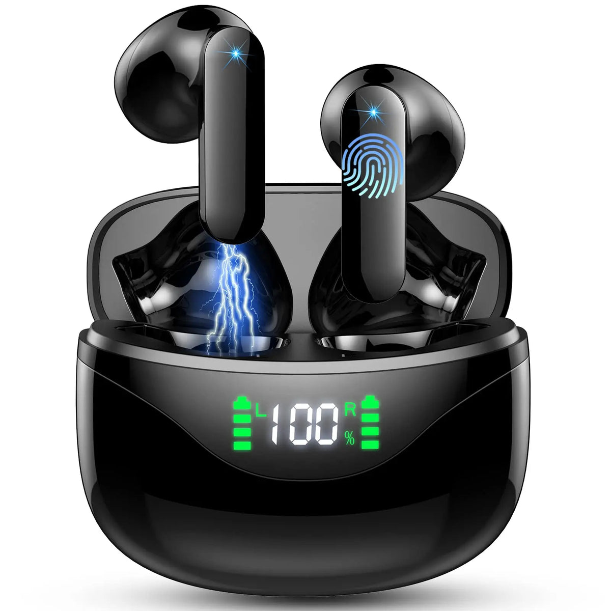 Kabellose Bluetooth Kopfhörer mit Noise Cancelling und LED-Display für Herren und Damen 0