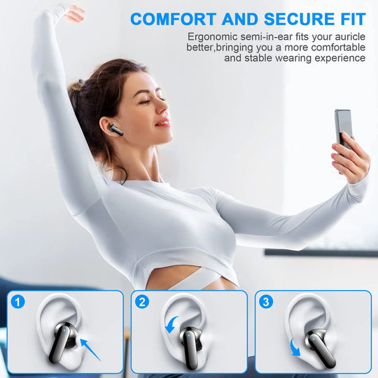 Kabellose Bluetooth Kopfhörer mit Noise Cancelling und LED-Display für Herren und Damen 4