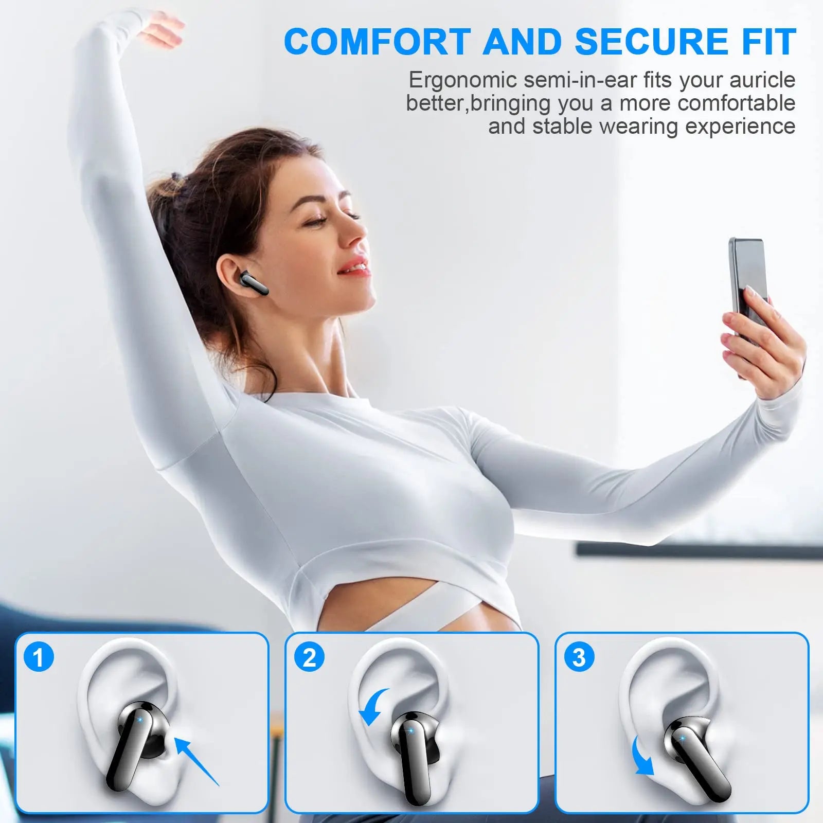 Kabellose Bluetooth Kopfhörer mit Noise Cancelling und LED-Display für Herren und Damen 4