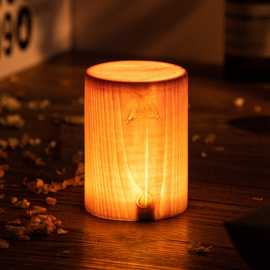 Kabellose LED Tischleuchte mit Touch-Steuerung und Holzdesign für Nachttisch oder Wohnzimmer 0