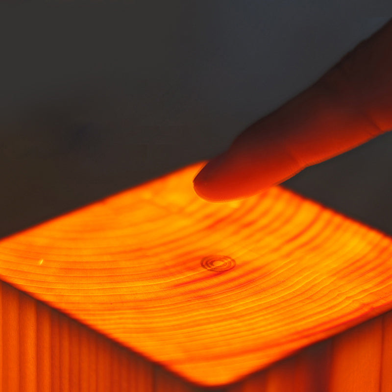 Kabellose LED Tischleuchte mit Touch-Steuerung und Holzdesign für Nachttisch oder Wohnzimmer 1