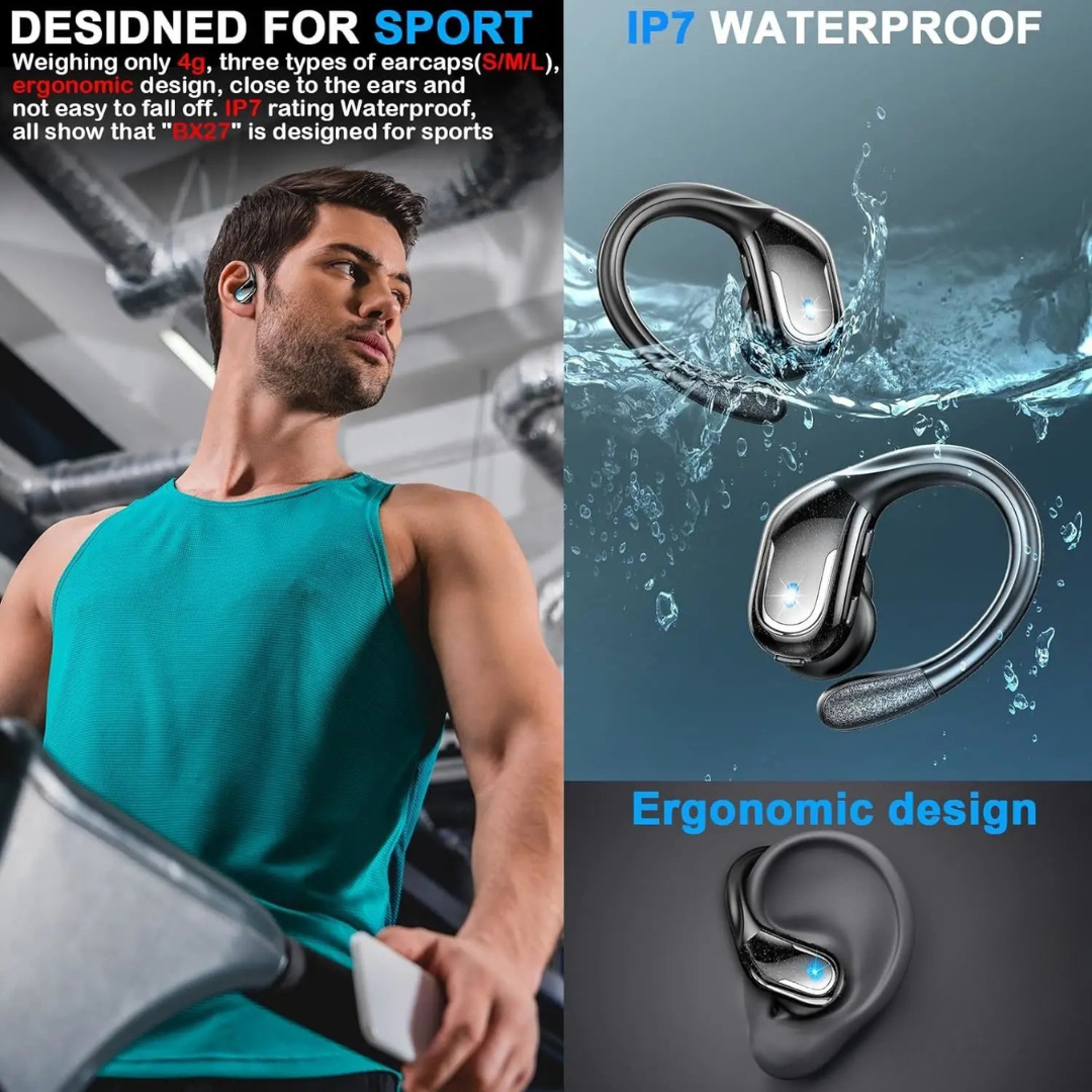 Drahtlose Bluetooth Kopfhörer Open-Ear für Sport mit Hi-Res Sound und langer Akkulaufzeit