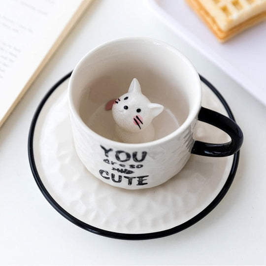 Kaffeetasse mit versteckter Katze – Verspielt und Handbemalt 1