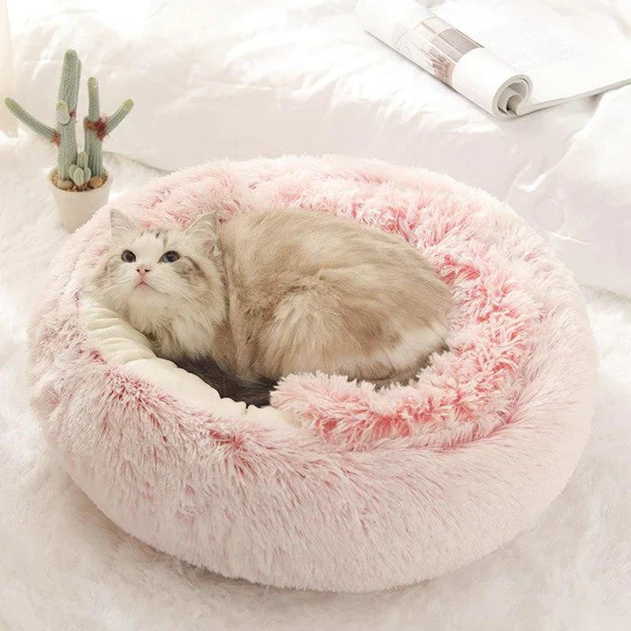 Katzenbett Halbgeschlossen Plüsch Donut Form für Komfort und Geborgenheit 2