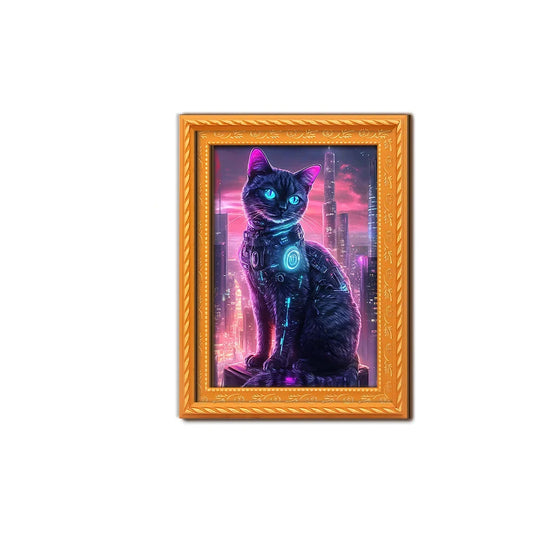 Katzenkunstwerk Futuristisches Design Dekoration für Wohnräume 0
