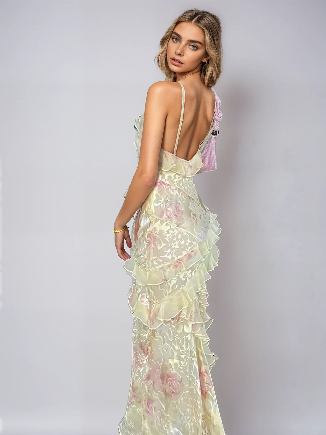 Damen Kleid Pastellfarben Langes Romantisches Mesh für Sommerfeste-4