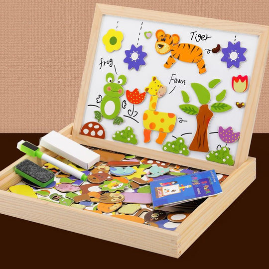 Kinder 2-in-1 Zeichenbrett Montessori Magnet- und Kreidetafel für kreative Aktivitäten 0