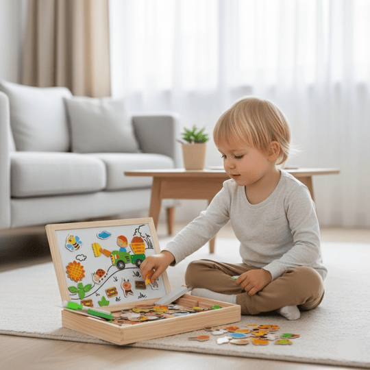 Kinder 2-in-1 Zeichenbrett Montessori Magnet- und Kreidetafel für kreative Aktivitäten 2