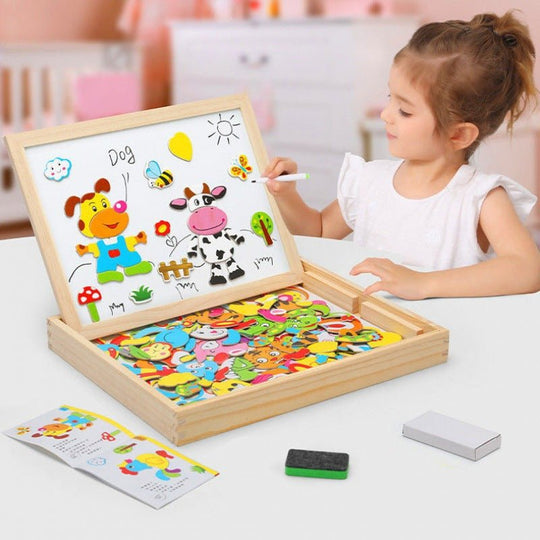 Kinder 2-in-1 Zeichenbrett Montessori Magnet- und Kreidetafel für kreative Aktivitäten 4