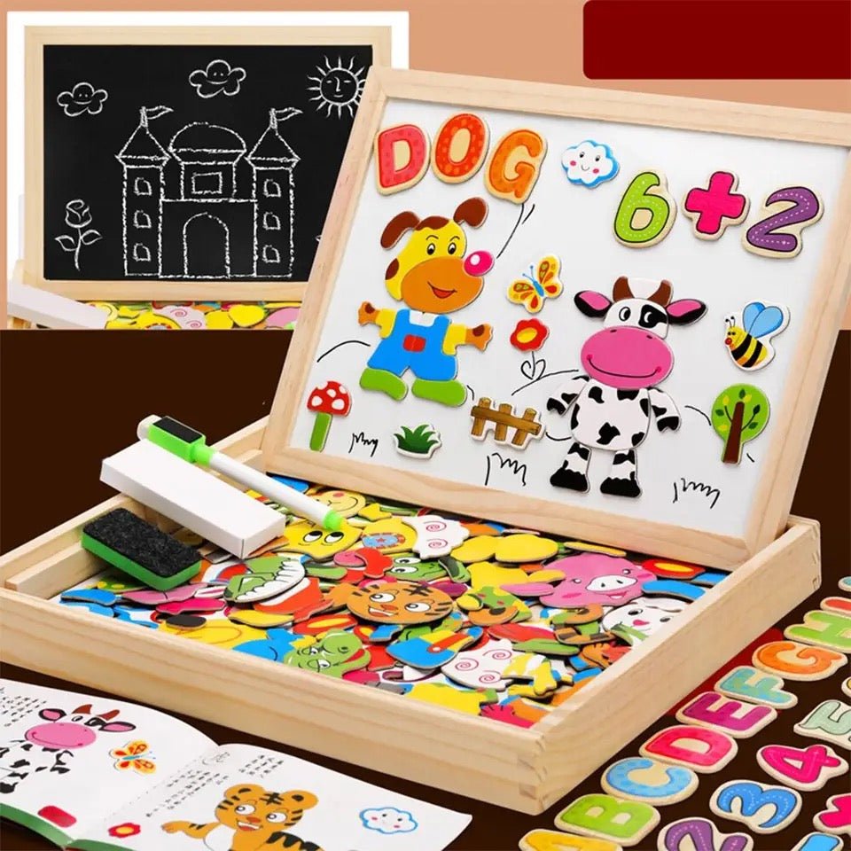 Kinder 2-in-1 Zeichenbrett Montessori Magnet- und Kreidetafel für kreative Aktivitäten 5