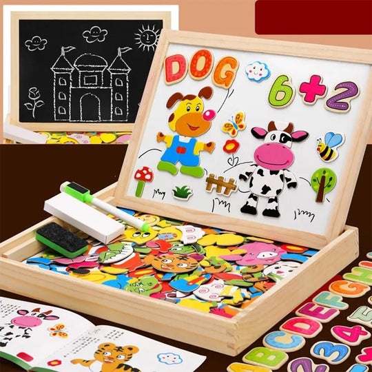 Kinder 2-in-1 Zeichenbrett Montessori Magnet- und Kreidetafel für kreative Aktivitäten 5