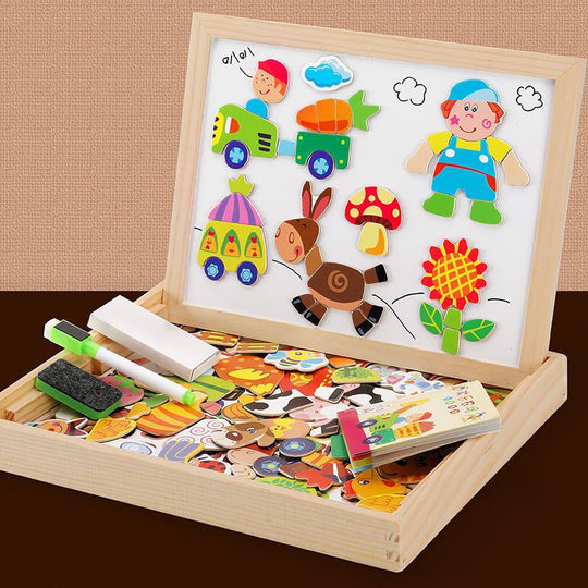Kinder 2-in-1 Zeichenbrett Montessori Magnet- und Kreidetafel für kreative Aktivitäten 7