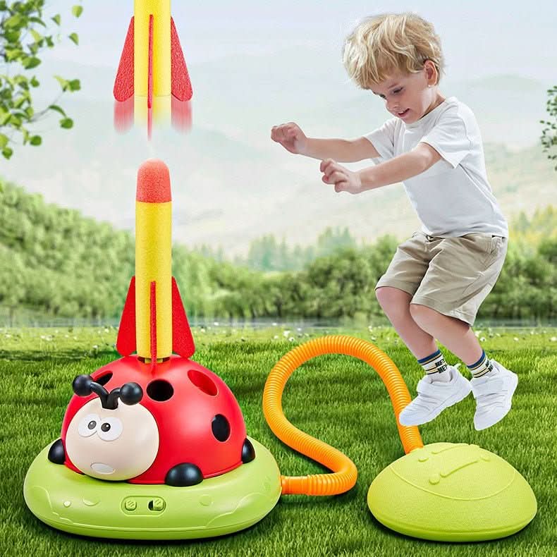 Kinder 3-in-1-Aktivitätsset mit Seilspringen, Ringwerfen und Tretrakete 2